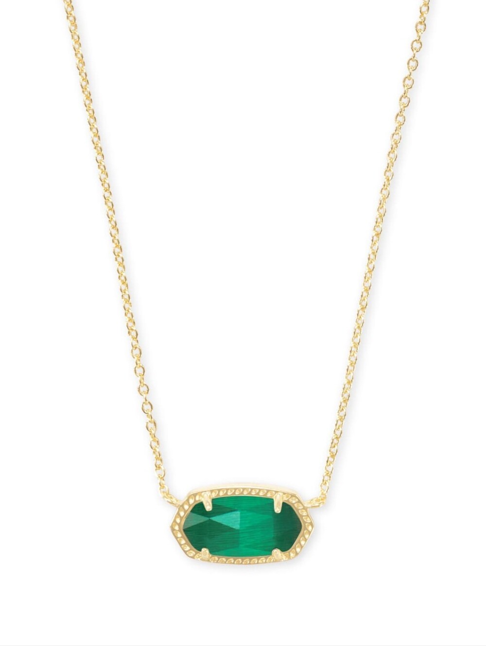 Kendra Scott Elisa Pendant Necklace 14k Gold Plated Green Kyocera‎ Opal Stone